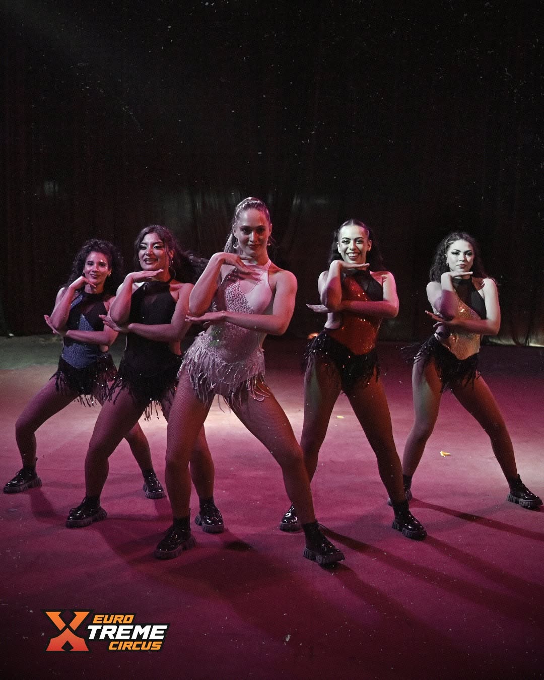 Euro Xtreme Circus performers together on stage